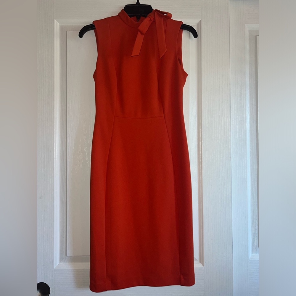 Calvin Klein Orange Sleeveless Tie Neck Dress